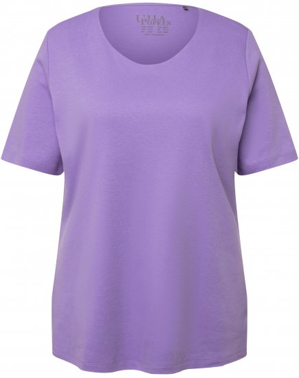 Ulla Popken Double Layer Rounded V-Neck Slim Fit Tee Pale Lilac - Тениски - 