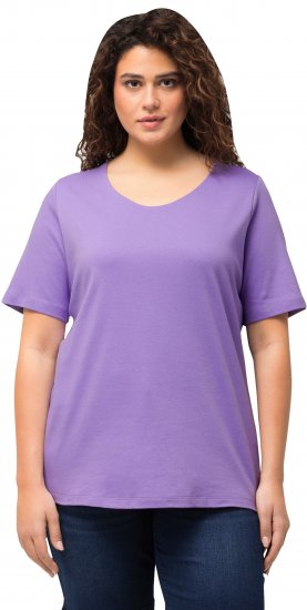 Ulla Popken Double Layer Rounded V-Neck Slim Fit Tee Pale Lilac - Тениски - 