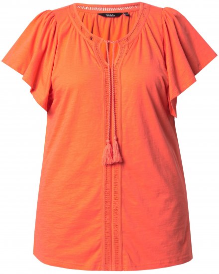 Ulla Popken Wing Sleeve V-Neck Tee Coral Pink - Тениски - 