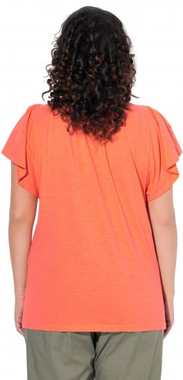 Ulla Popken Wing Sleeve V-Neck Tee Coral Pink - Тениски - 