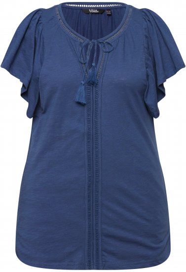 Ulla Popken Wing Sleeve V-Neck Tee Navy - Тениски - 