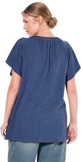 Ulla Popken Wing Sleeve V-Neck Tee Navy - Тениски - 