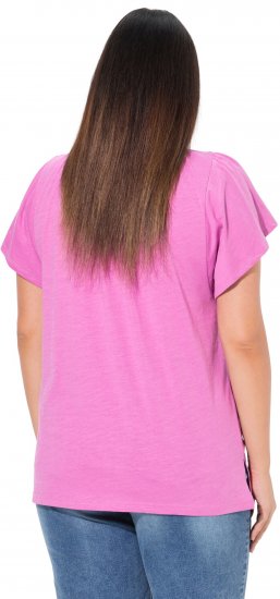 Ulla Popken Wing Sleeve V-Neck Tee Cool Pink - Тениски - 