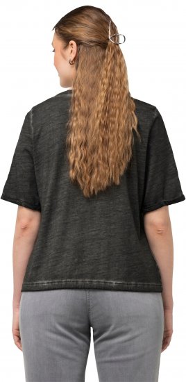 Ulla Popken Cold Dyed Sweetheart Neckline Short Sleeve Tee Graphite Grey - Тениски - 