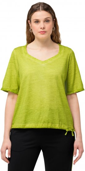Ulla Popken Cold Dyed Sweetheart Neckline Short Sleeve Tee Apple Green - Тениски - 