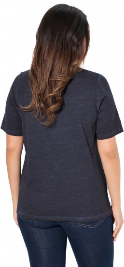 Ulla Popken Lace Trim Short Sleeve Tee Navy Blue - Тениски - 