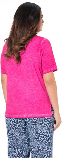 Ulla Popken Lace Trim Short Sleeve Tee Bold Pink - Тениски - 