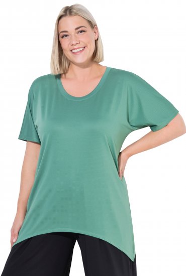 Ulla Popken Quick Drying Pointed Hem Stretch Fit Tee Ivy Green - Тениски - 