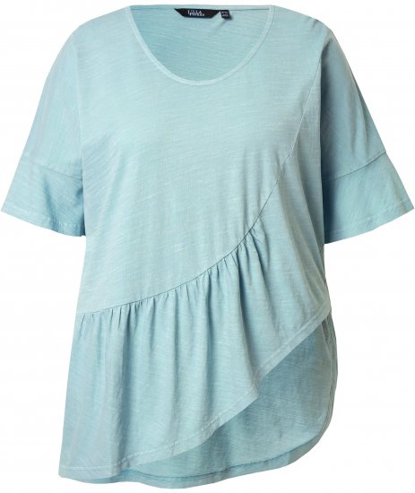 Ulla Popken Asymmetric Flounce Panel Short Sleeve Tee Light Moss Green - Тениски - 