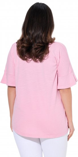 Ulla Popken Asymmetric Flounce Panel Short Sleeve Tee Pink - Тениски - 