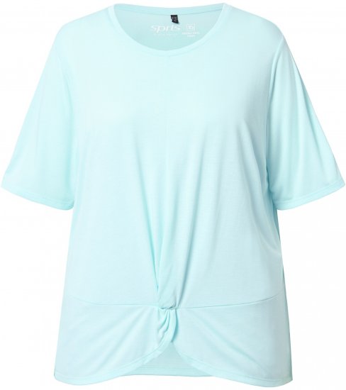 Ulla Popken Antibacterial Short Sleeve Draped Tee Light Turquiose - Тениски - 