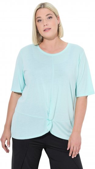 Ulla Popken Antibacterial Short Sleeve Draped Tee Light Turquiose - Тениски - 