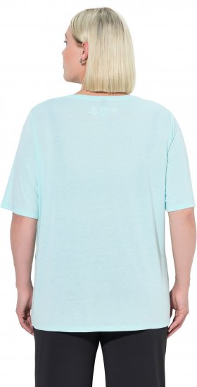 Ulla Popken Antibacterial Short Sleeve Draped Tee Light Turquiose - Тениски - 