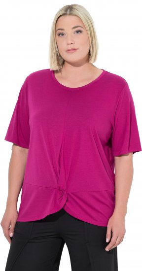 Ulla Popken Antibacterial Short Sleeve Draped Tee Light Magenta - Тениски - 