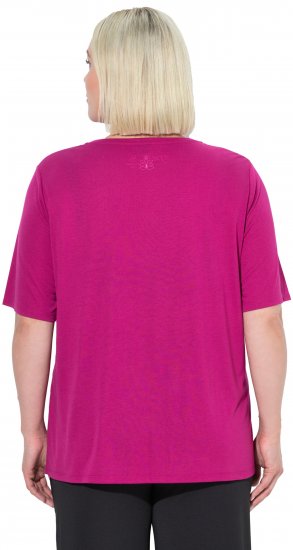 Ulla Popken Antibacterial Short Sleeve Draped Tee Light Magenta - Тениски - 