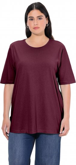 Ulla Popken Basic Round Neck Short Sleeve Relaxed Fit T-Shirt Dark Red - Тениски - 