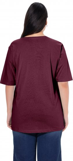 Ulla Popken Basic Round Neck Short Sleeve Relaxed Fit T-Shirt Dark Red - Тениски - 