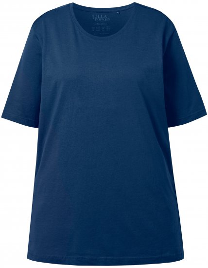 Ulla Popken Basic Round Neck Short Sleeve Relaxed Fit T-Shirt Dark Blue - Тениски - 