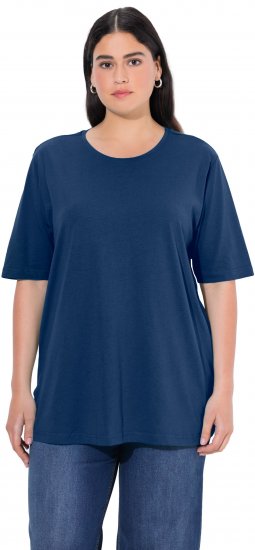 Ulla Popken Basic Round Neck Short Sleeve Relaxed Fit T-Shirt Dark Blue - Тениски - 
