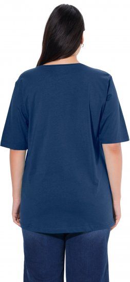 Ulla Popken Basic Round Neck Short Sleeve Relaxed Fit T-Shirt Dark Blue - Тениски - 
