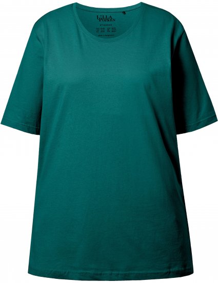 Ulla Popken Basic Round Neck Short Sleeve Relaxed Fit T-Shirt Teal Green - Тениски - 