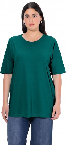 Ulla Popken Basic Round Neck Short Sleeve Relaxed Fit T-Shirt Teal Green - Тениски - 