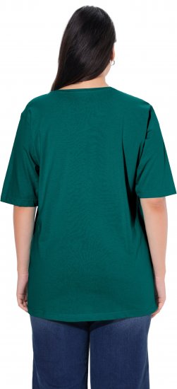Ulla Popken Basic Round Neck Short Sleeve Relaxed Fit T-Shirt Teal Green - Тениски - 