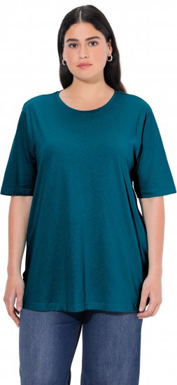 Ulla Popken Basic Round Neck Short Sleeve Relaxed Fit T-Shirt Dark Green - Тениски - 