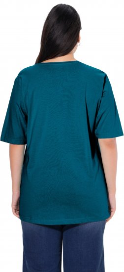 Ulla Popken Basic Round Neck Short Sleeve Relaxed Fit T-Shirt Dark Green - Тениски - 