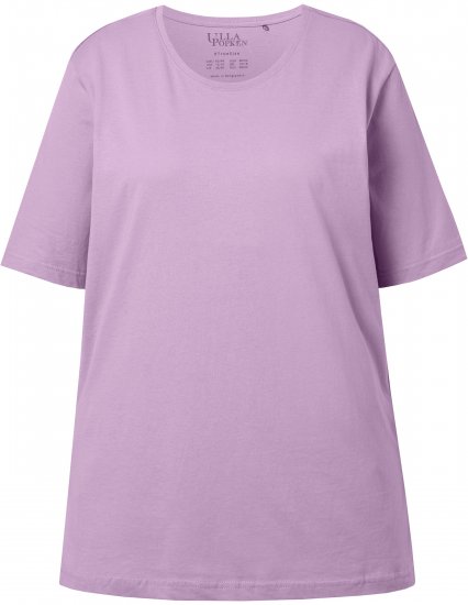 Ulla Popken Basic Round Neck Short Sleeve Relaxed Fit T-Shirt Lavender Pink - Тениски - 
