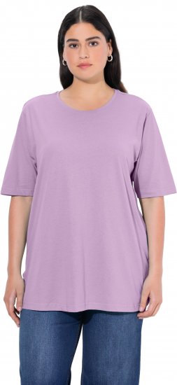 Ulla Popken Basic Round Neck Short Sleeve Relaxed Fit T-Shirt Lavender Pink - Тениски - 
