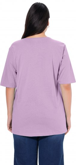 Ulla Popken Basic Round Neck Short Sleeve Relaxed Fit T-Shirt Lavender Pink - Тениски - 