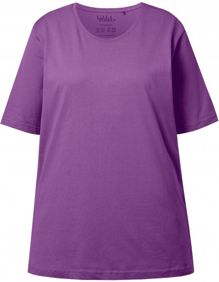 Ulla Popken Basic Round Neck Short Sleeve Relaxed Fit T-Shirt Purple - Тениски - 