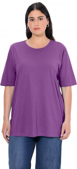 Ulla Popken Basic Round Neck Short Sleeve Relaxed Fit T-Shirt Purple - Тениски - 