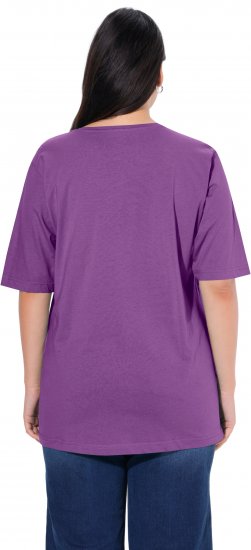 Ulla Popken Basic Round Neck Short Sleeve Relaxed Fit T-Shirt Purple - Тениски - 