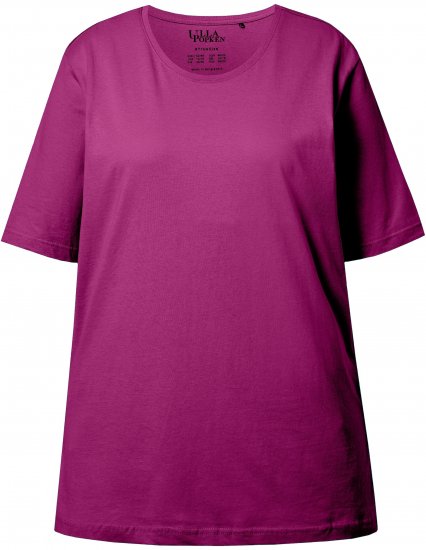 Ulla Popken Basic Round Neck Short Sleeve Relaxed Fit T-Shirt Berry Purple - Тениски - 