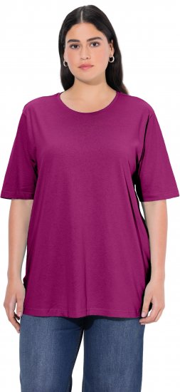 Ulla Popken Basic Round Neck Short Sleeve Relaxed Fit T-Shirt Berry Purple - Тениски - 