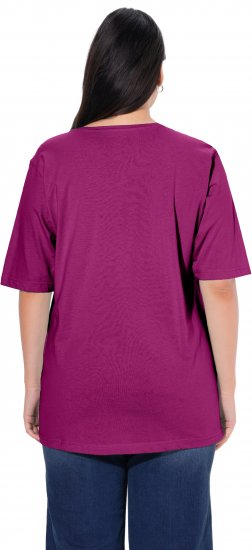 Ulla Popken Basic Round Neck Short Sleeve Relaxed Fit T-Shirt Berry Purple - Тениски - 