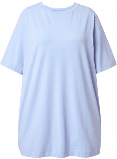Ulla Popken Basic Round Neck Short Sleeve T-Shirt Light Blue - Тениски - 