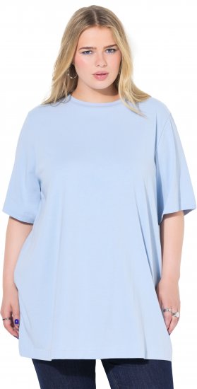 Ulla Popken Basic Round Neck Short Sleeve T-Shirt Light Blue - Тениски - 