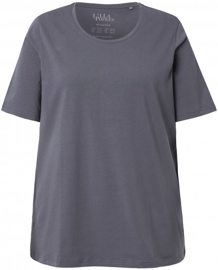 Ulla Popken Essential Round Neck Stretch Tee Graphite Grey - Тениски - 