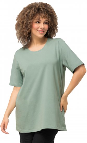 Ulla Popken Essential Round Neck Stretch Tee Light Moss Green - Тениски - 