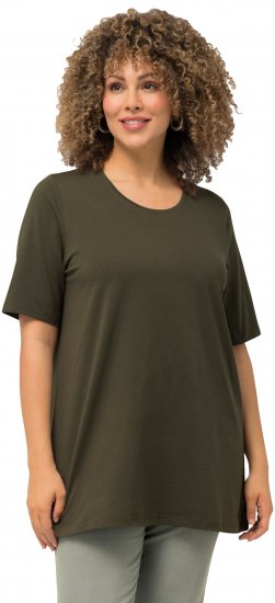 Ulla Popken Essential Round Neck Stretch Tee Forest Green - Тениски - 
