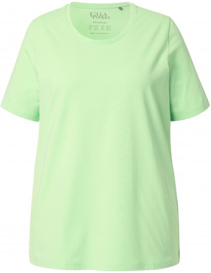 Ulla Popken Essential Round Neck Stretch Tee Light Green - Тениски - 