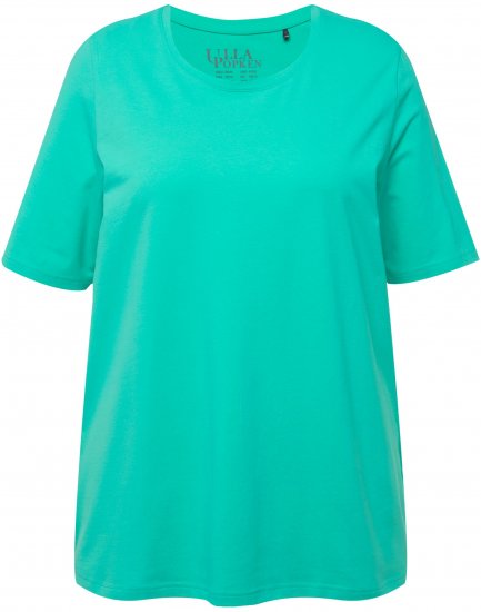Ulla Popken Essential Round Neck Stretch Tee Turquoise - Тениски - 