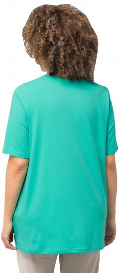 Ulla Popken Essential Round Neck Stretch Tee Turquoise - Тениски - 