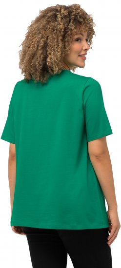 Ulla Popken Essential Round Neck Stretch Tee Emerald Green - Тениски - 