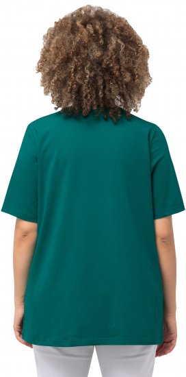 Ulla Popken Essential Round Neck Stretch Tee Dark Emerald - Тениски - 