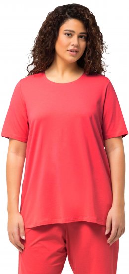 Ulla Popken Essential Round Neck Stretch Tee Dark Coral - Тениски - 