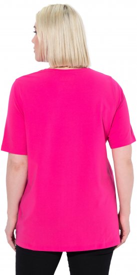 Ulla Popken Essential Round Neck Stretch Tee Magenta Pink - Тениски - 